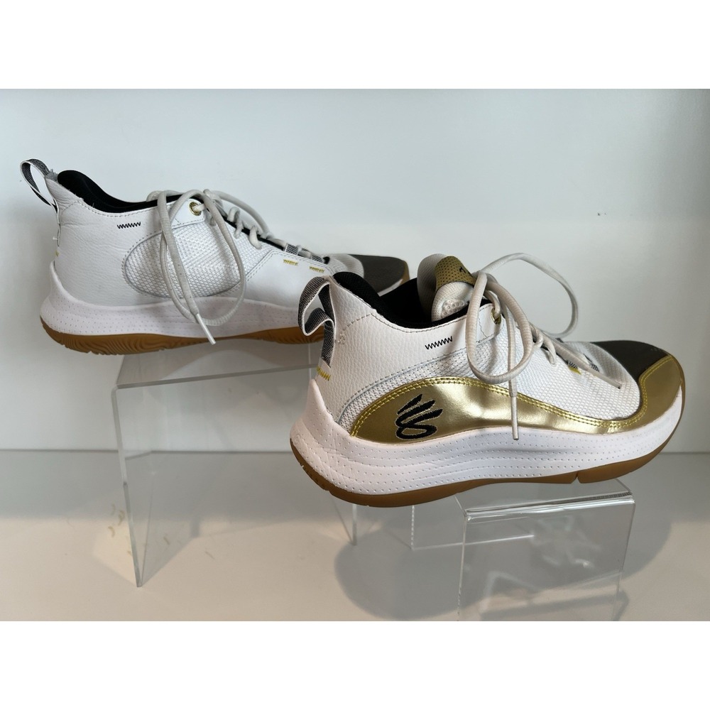 Under Armour Curry 3Z5‎ White/Metallic Gold Basketball Shoes Unisex M7 W 8.5